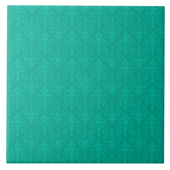 Emerald Green Floral Pattern  Tile (Front)