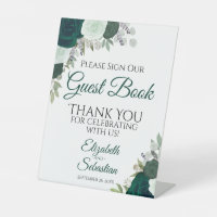 Emerald Green Floral Please Sign Our Guest Book