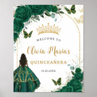 Emerald Green Floral Princess Quinceañera Welcome