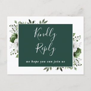 Emerald Green Floral Song Request RSVP Postcard