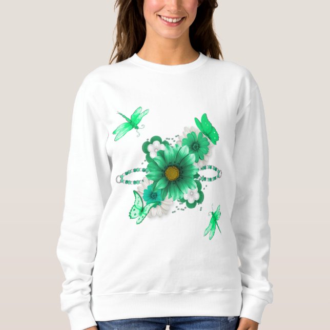 Emerald Green Floral Sweatshirt (Front)