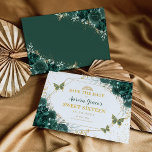 Emerald Green Floral Sweet Sixteen Save the Date Announcement<br><div class="desc">Elegant Sweet 16 Save the Date Invitation Cards in Emerald Green and Gold</div>