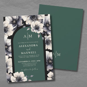 Emerald Green Floral Wedding Invitation