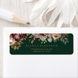 Emerald green floral Wedding Return address