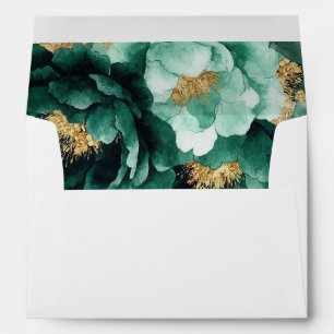 Emerald Green Florals Return Name Address Wedding Envelope