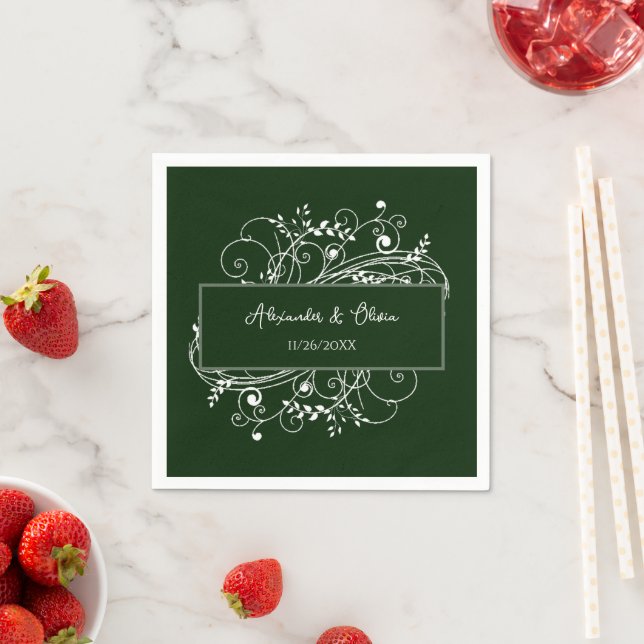 Emerald Green Flourish Bridal Shower Napkins (Insitu)