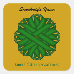 Emerald Green Flower Ribbon by Kenneth Yoncich Square Sticker