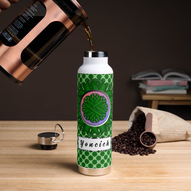 Emerald Green Flower Ribbon by Kenneth Yoncich Water Bottle (Coffee)