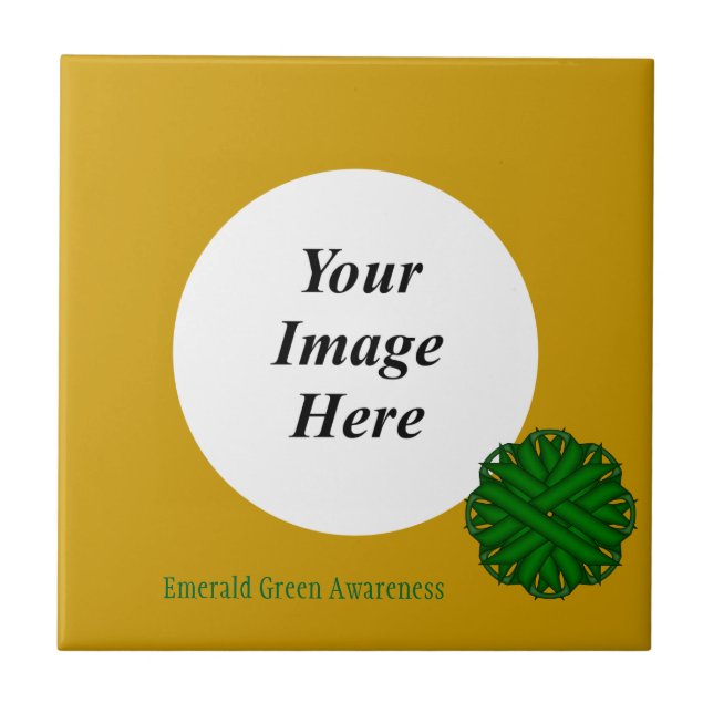 Emerald Green Flower Ribbon Template by K Yoncich Tile (Front)
