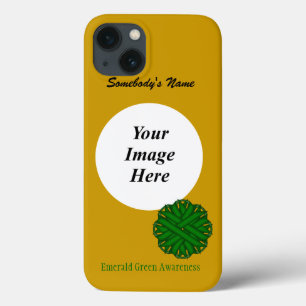 Emerald Green Flower Ribbon Tmpl by K. Yoncich iPhone 13 Case