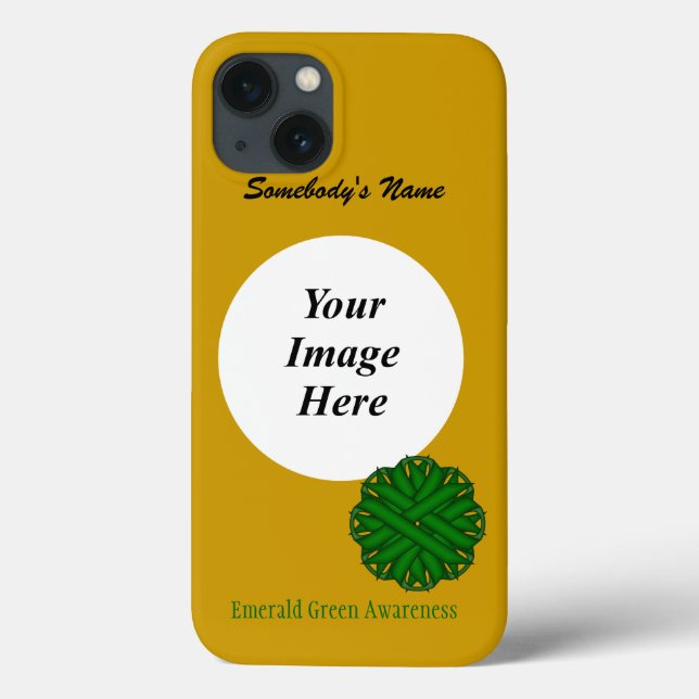 Emerald Green Flower Ribbon Tmpl by K. Yoncich Case-Mate iPhone Case (Back)