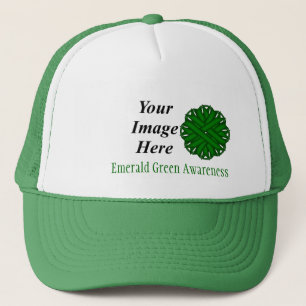 Emerald Green Flower Ribbon Tmpl by K. Yoncich Trucker Hat