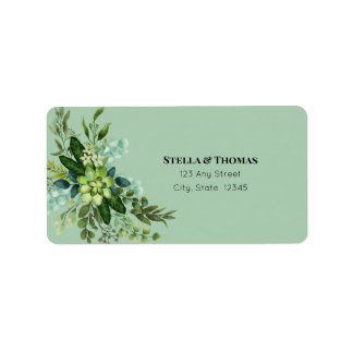Emerald Green Flowers Address Labels