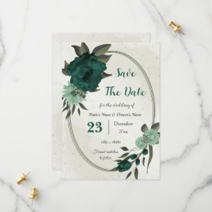 emerald green flowers botanical save the date