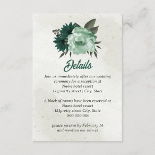 emerald green flowers botanical wedding enclosure card