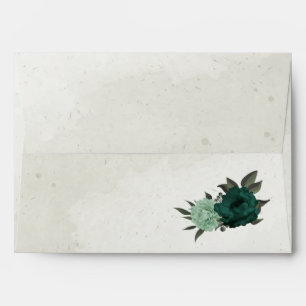 emerald green flowers botanical wedding envelope