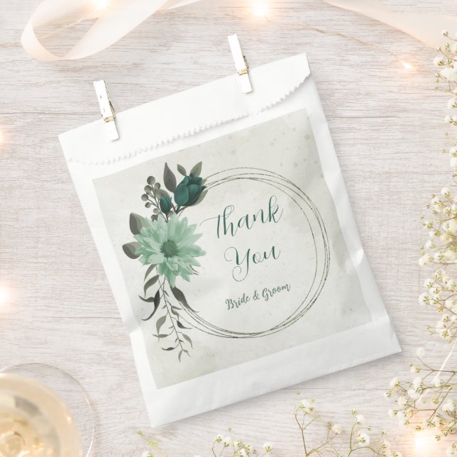 emerald green flowers botanical wedding favour bags (Clipped)
