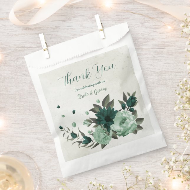 emerald green flowers botanical wedding favour bags (Clipped)