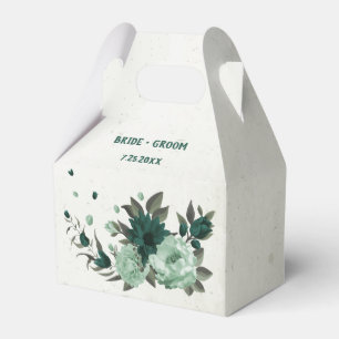 emerald green flowers botanical wedding  favour box