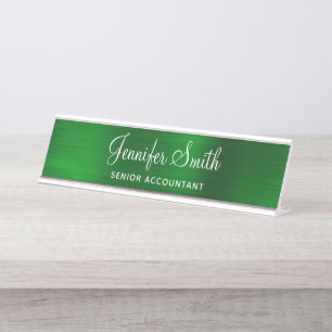 Emerald Green Foil Desk Name Plate