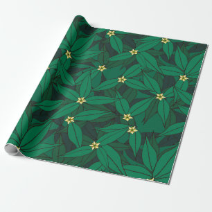 Emerald Green Foliage Print Gift Wrap
