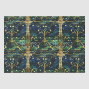 Emerald Green Forest Faux Stained Glass Pattern Tissue Paper