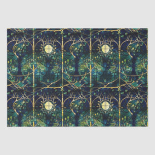 Emerald Green Forest Faux Stained Glass Pattern Tissue Paper