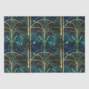 Emerald Green Forest Faux Stained Glass Pattern Tissue Paper