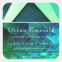 Emerald Green Gem Abstract Geometric Product Label