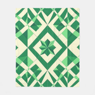 Emerald Green Geometric Star Pattern Fleece Blanket