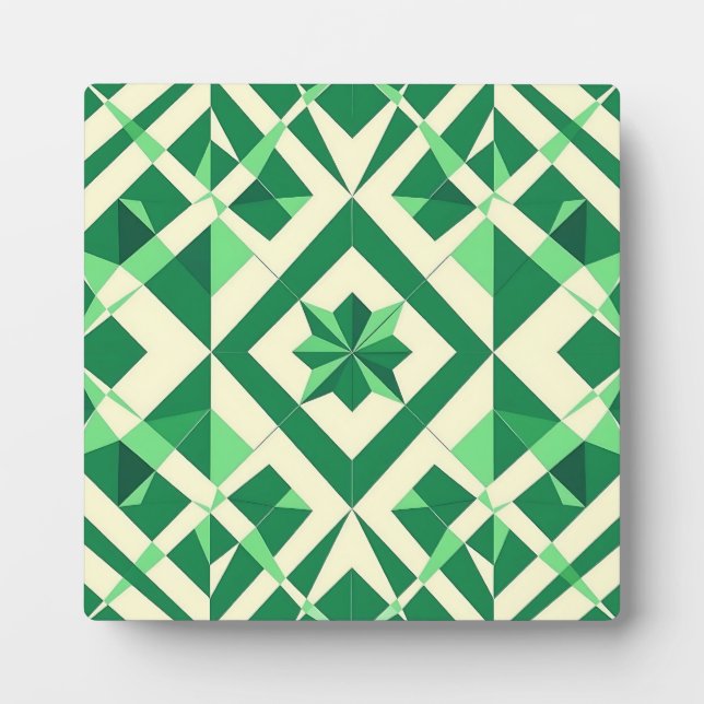 Emerald Green Geometric Star Pattern Plaque (Front)
