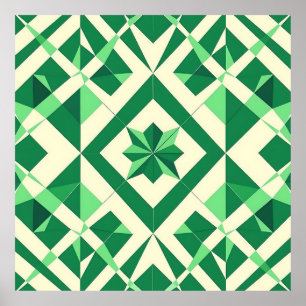 Emerald Green Geometric Star Pattern Poster