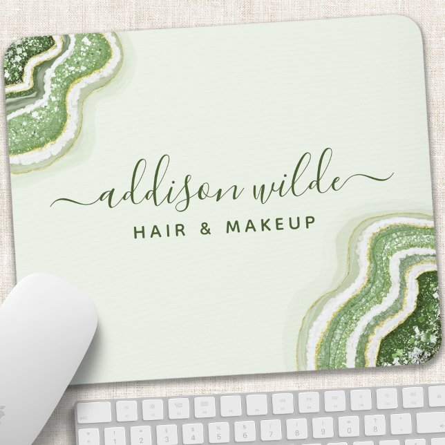Emerald Green Glitter Agate Geode Luxe Chic Mouse Mat (Creator Uploaded)