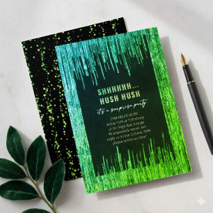 Emerald Green Glitter Drip Surprise 50th Birthday  Invitation