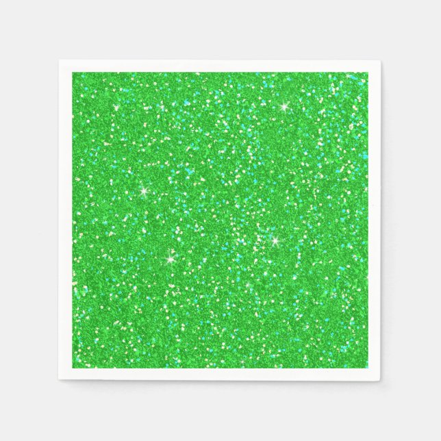 Emerald Green Glitter Effect Sparkle Napkin (Front)