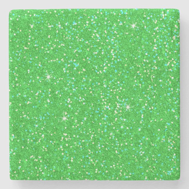 Emerald Green Glitter Effect Sparkle Stone Coaster (Front)