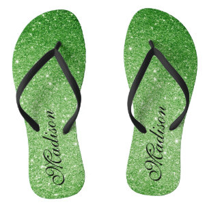 Emerald Green Glitter Glitz & Glam Personalised Fl Flip Flops