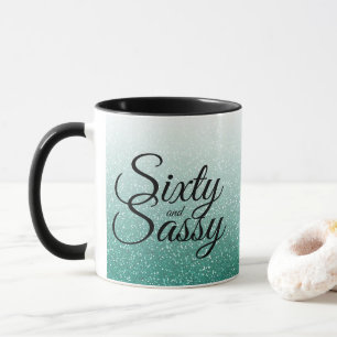 Emerald Green Glitter Ombre 60 Sassy 60th Birthday Mug