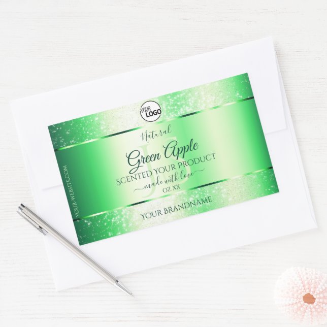 Emerald Green Glitter Product Labels Monogram Logo (Envelope)