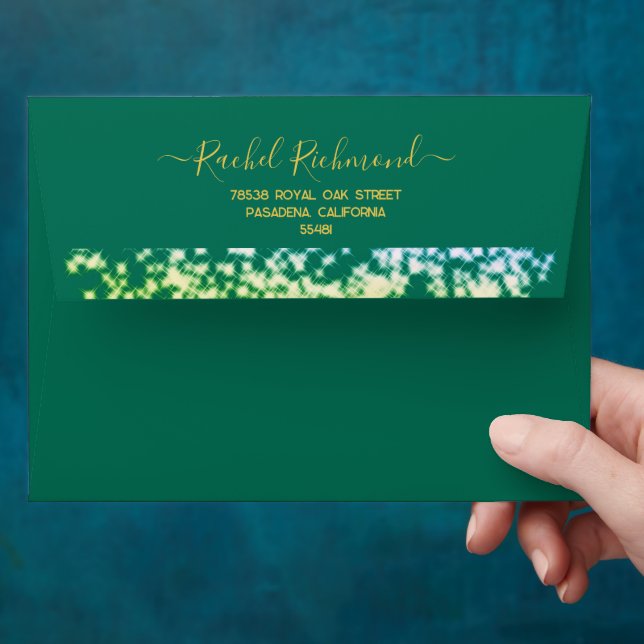 Emerald Green Glitter Silver Elegant Modern  Envelope (Hand)