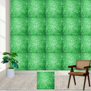 Emerald Green Glitter Sparkle Ceramic Tile