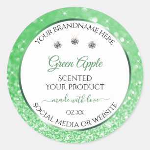 Emerald Green Glitter White Product Labels Jewels