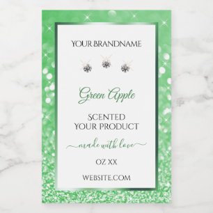 Emerald Green Glitter White Product Labels Jewels