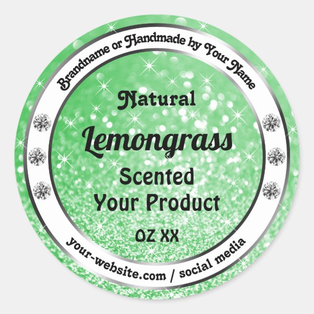 Emerald Green Glitter with Diamonds Product Labels (Front)