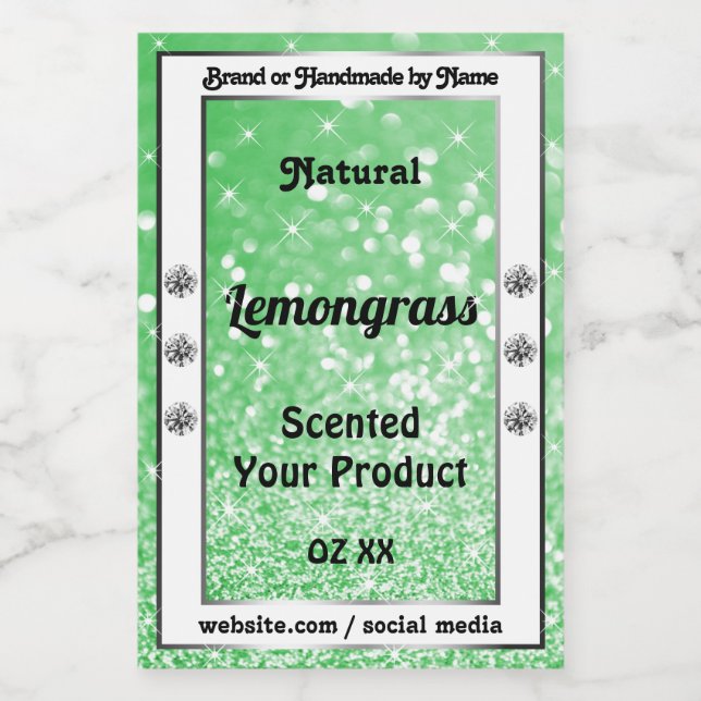 Emerald Green Glitter with Diamonds Product Labels (Single Label)