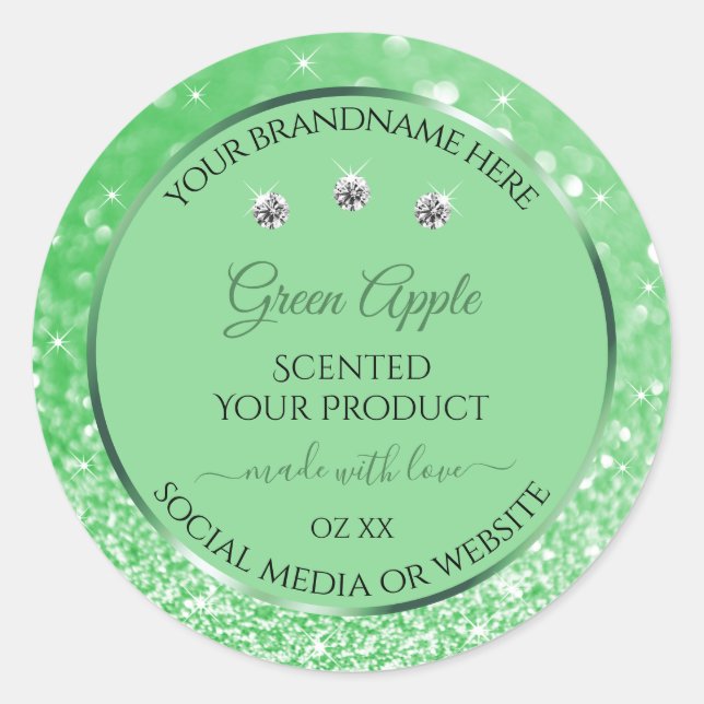 Emerald Green Glitters Product Labels Rhinestones (Front)