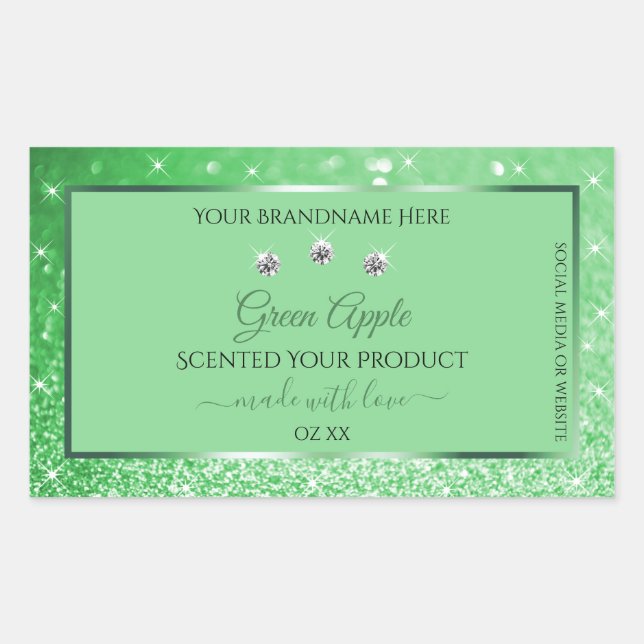 Emerald Green Glitters Product Labels Rhinestones (Front)