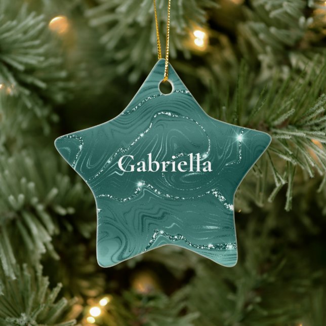 Emerald Green Glitzy Marble Ceramic Tree Decoration (Tree)