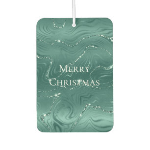 Emerald Green Glitzy Marble Christmas Car Air Freshener