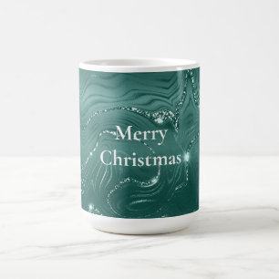 Emerald Green Glitzy Marble Coffee Mug